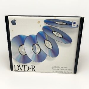 Vintage Apple DVD-R Media 4.7GB 5 Pack M8405ZM/A Y2K Mac G4 New Sealed